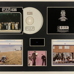 May include: A framed display of the Pulp album "Different Class". The display includes the album cover, the CD, the back of the CD, and three smaller images from the album.