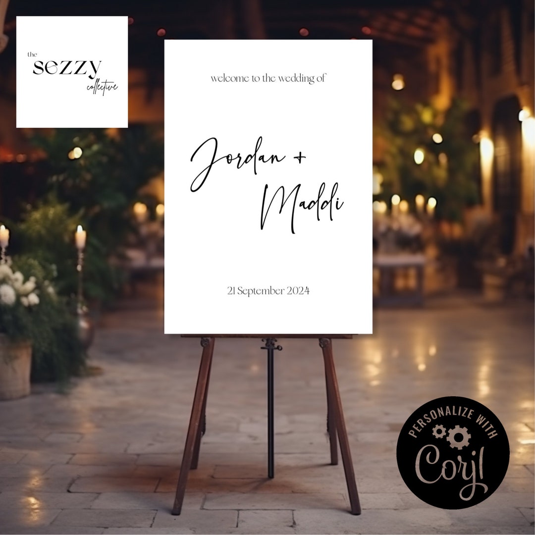 Modern Welcome Wedding Sign Template | Minimalist Wedding Stationery ...