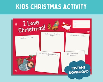 Kids Christmas Activity Sheet, Printable Holiday Fun (Digital Download)