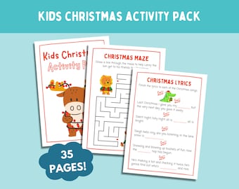 Kids Christmas Activity Pack, Printable Games (PDF)