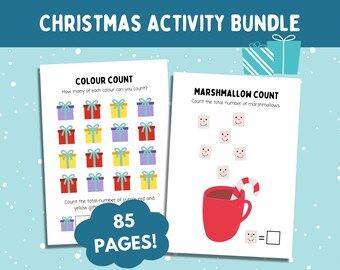 Christmas Activity Bundle, Printable Games for Kids (85 Page PDF)