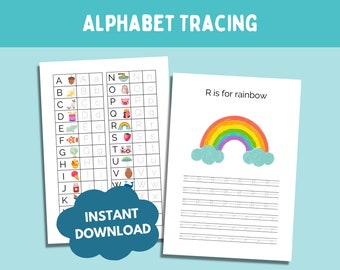 Alphabet Tracing Worksheets, Uppercase and Lowercase Letters, 27 Printable Worksheets, Preschool-Kindergarten, Handwriting Practice