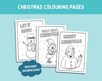 Kids Christmas Coloring Pages, Santa, Snowman (PDF)