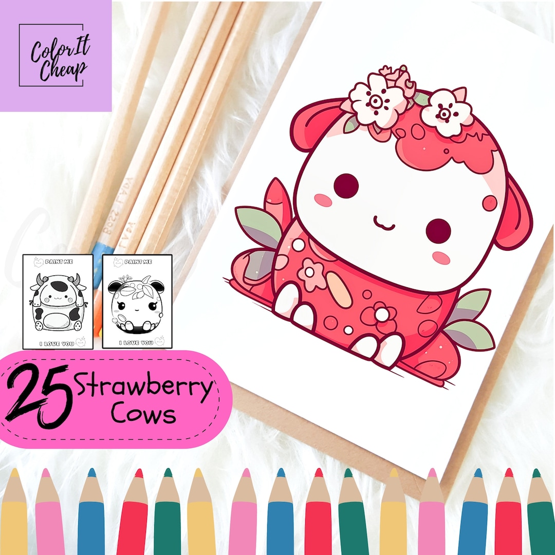 25 Strawberry Cow Coloring Pages Kawaii Coloring Sheets Cute Kawaii Cow