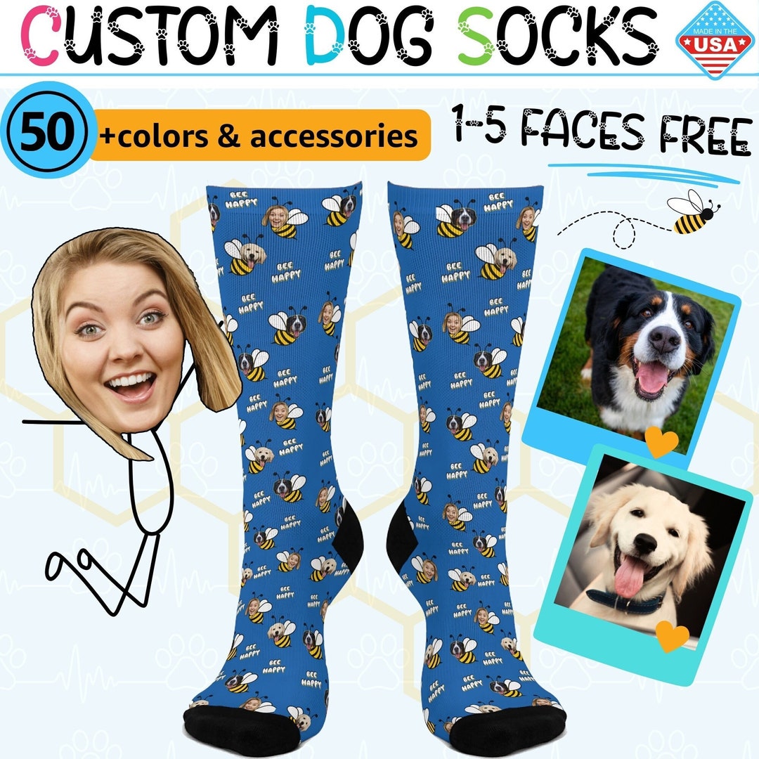 Dog Face Socks 3 Faces Custom Dog on Socks Pet Photo Socks Picture Personalized Face Socks