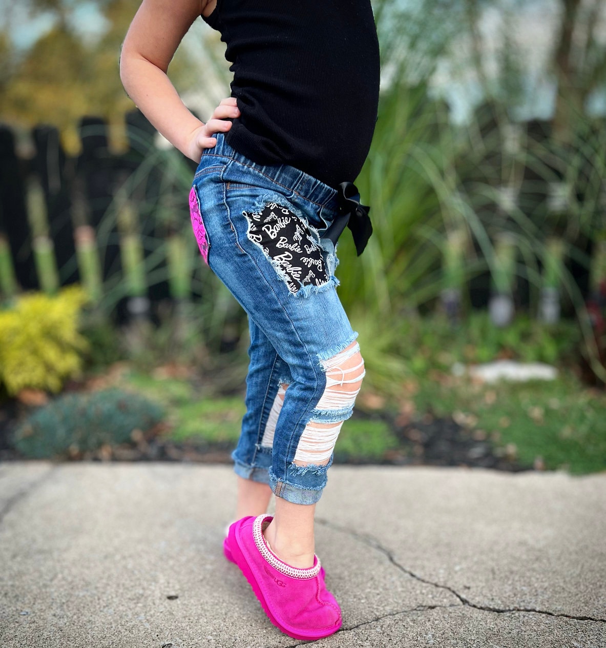 Kids Distressed Capri Jeggings