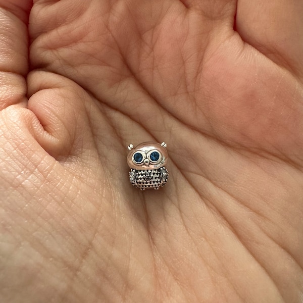 Charm hibou aux yeux bleus