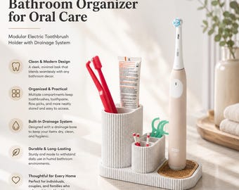 Dentia Organizer da bagno per Oral-B – Porta spazzolino elettrico modulare con sistema di drenaggio, contenitore da appoggio