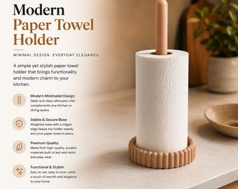 Porta rotolo di carta assorbente – Supporto da appoggio – Dispenser per rotolo da cucina – Organizer moderno – Accessorio per arredamento in stile rustico