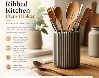 Portautensili – Organizzatore per il piano cucina – Porta cucchiai – Contenitore per utensili da cucina – Arredamento moderno in stile rustico