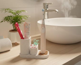 Dentia Bathroom Organizer for Oral-B – Modular Electric Toothbrush Holder with Drainage System, Countertop Storage