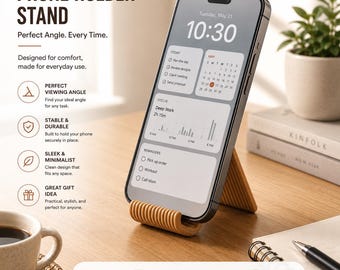 Supporto minimalista per telefono e iPad Mini – Supporto per streaming/videochiamate – Supporto compatto per la visualizzazione – Indispensabile per l'ufficio domestico