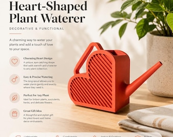 Annaffiatoio a forma di cuore, contenitore decorativo per giardinaggio interno, moderno accento botanico