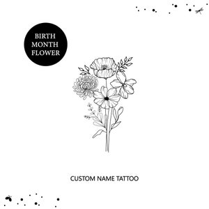 Birth Month Flowers Tattoo, 4 Birth Flowers Svg, Birth Months Tattoo Design, Family Tattoo, 2-5 Flowers Design