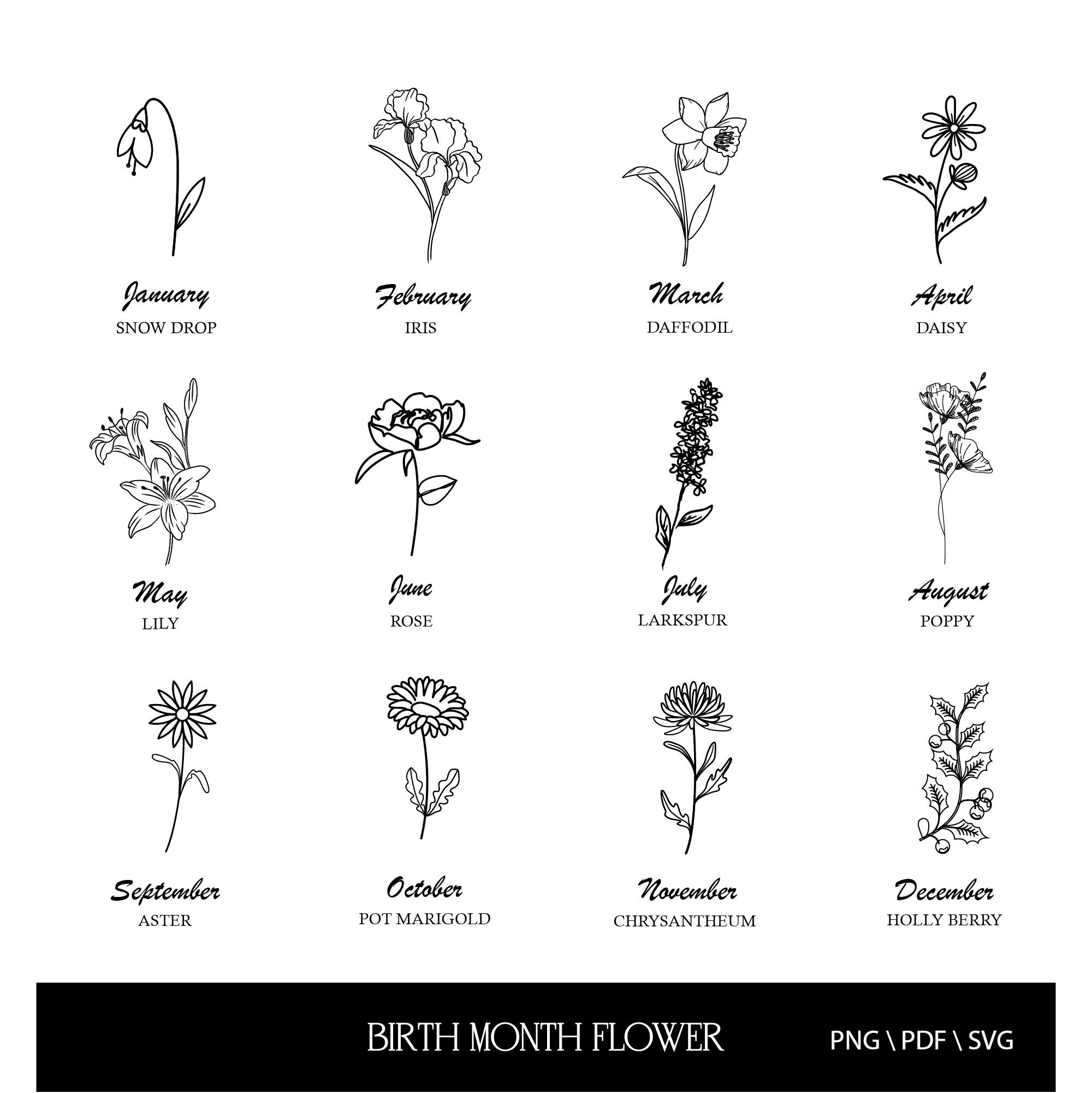 Custom Birth Month Flowers Tattoo, Beautiful Birth Flowers Tattoo Model ...