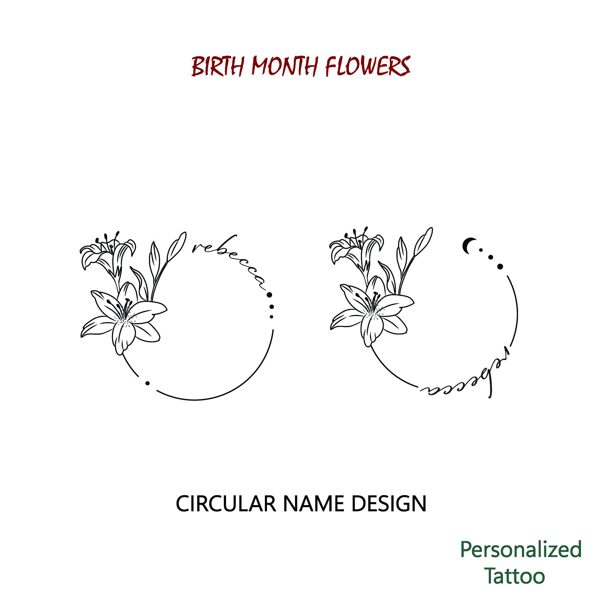 November Birth Flower Tattoo With Name