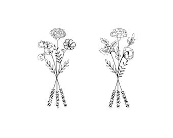 Custom Birth Flower Tattoo Design: Family Bouquet (Digital Download)