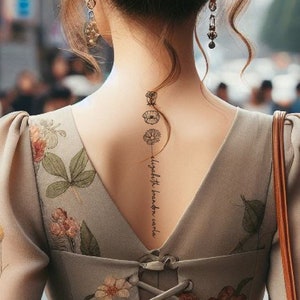 誕生月の花のタトゥーデザイン / パーソナライズされた家族のタトゥー / 花束（デジタルダウンロード）