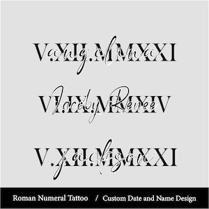Design de tatouage personnalisé avec date et chiffres romains (téléchargement numérique)