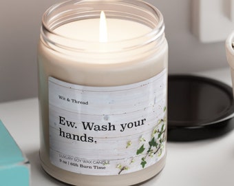 ¡Eh! Lávate las manos. Divertida vela perfumada para lavabo de baño, regalo de cera de soja, decoración de estante de inauguración de casa que hizo caca, no te olvides