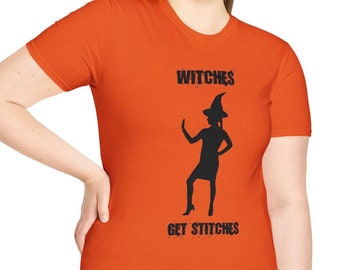 Witches Get Stitches Halloween Witch Halloweentown Bitches Adult Costume Shirt Spooky Gift Tis The Season Decoration Snitches TShirt Monster