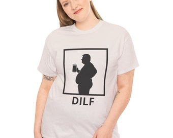 DILF Dad Bod Funny Father's Day Birthday Gag Gift T-Shirt Drinking Beer Belly Gut Man Boobs Father Figure Mug Anniversary Girl Dads Men