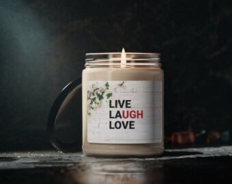 ¡PUAJ! Divertida vela perfumada Live Laugh Love, regalo sarcástico, inauguración de la casa, cumpleaños, aniversario, cera de soja, 9 aromas y sin perfume, 9 oz