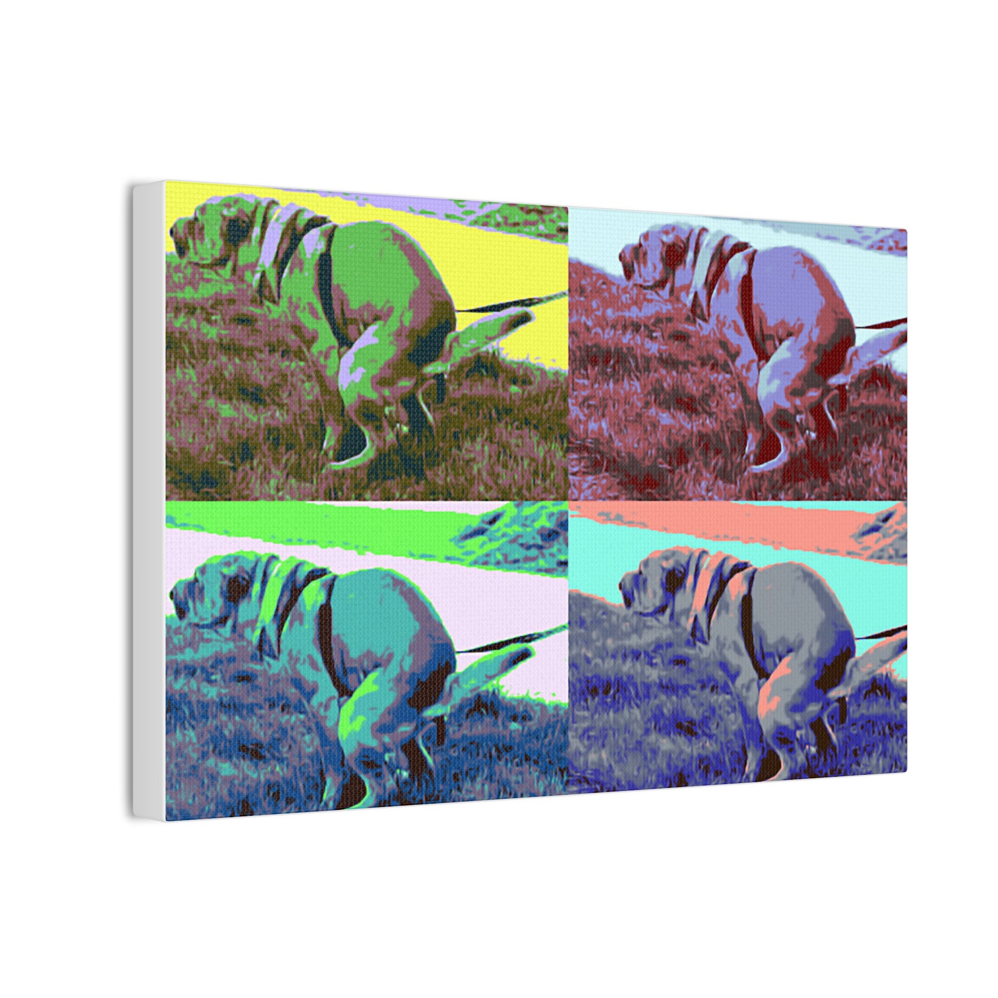 Dog Pooping Bathroom Pop Art Andy Warhol Canvas Print Painting Dogs Shitting Taking a Shit Poop ...