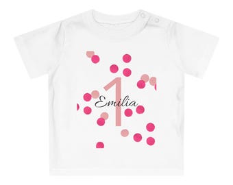 Birthday shirt for 1st birthday – Baby T-shirt with number 1 & name – Personalized children's T-shirt – Gift for baby's birthday