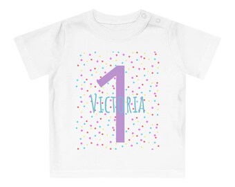 First Birthday Shirt with Name – 1st Birthday Outfit – Baby T-Shirt with Number 1 – Gift for Toddlers – Birthday Party Look