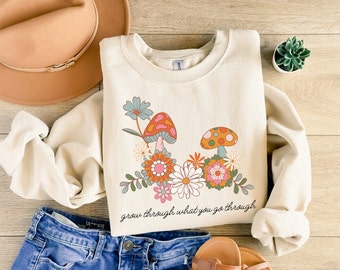 Mushroom Sweatshirt, Cottagecore Botanical Gift