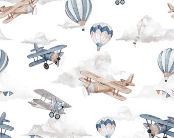 Tkanina bawełniana Retro Sky, najwyższej jakości, bawełna z nadrukiem cyfrowym, na kocyki dla dzieci, ubranka, materiał cięty na wymiar