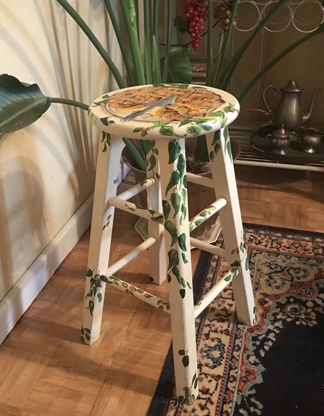 Peach Pie..on a Hand Painted Bar Stool Etsy