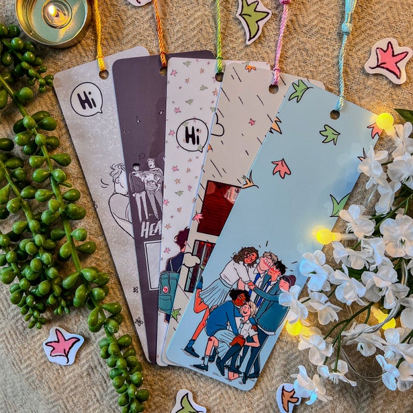 Heartstopper Bookmarks - Nick & Charlie | Leaves | Nick Nelson | Gay Gifts | Heartstopper Gifts | Bookmark | Romance | Book Merch | Hi Hi