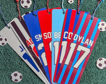 Personalised Football Team Inspired Bookmarks - Any Team Colour, Name & Number | Personalised Gift | Bookmark | Football | Chelsea