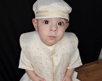 Set Baby boy Christening Gown. Ropón de niño para bautizo. Baptism boy outfit. christening outfit. batism. elegant baptism outfit. godparent