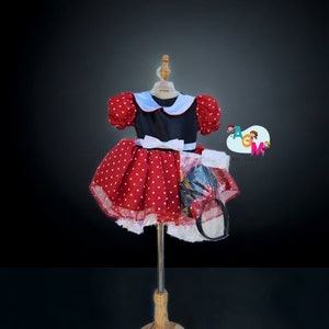 MinnieMouse dress Birthday dress Dress for photo shoot Minnie costume. Hallowen costume babygirl costume minnie mouse Red minnie Pink minnie