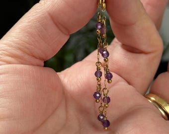Amethyst Whisper Drops- February Light, birthstone, boho, hypoallergenic, steel, gift for her