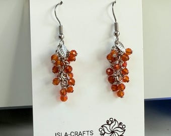 Gemstone cluster drop earrings