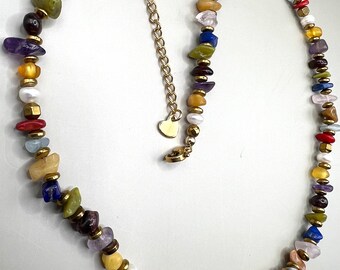 Handmade Gemstone Chip Choker, Pearls, Bohemian Necklace