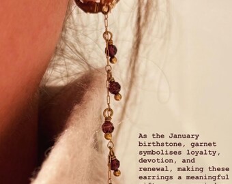 Heartfire Garnet grade AAA faceted drop earrings stainless steel