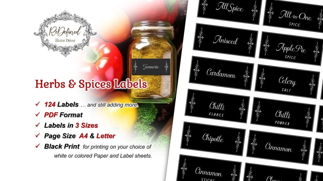 CHS02 PRINTABLE LABELS Herbs and Spices Printable Herbs and Spices