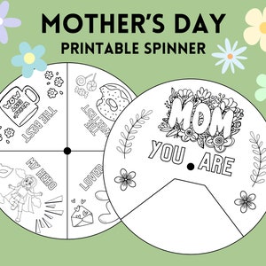 Moederdag Spinner Art Printable, Moederdag Cadeau, Mama Activiteit Pagina, Moederdag Ambachtelijke Activiteit, Kaart voor Moeder, Spinner sjabloon