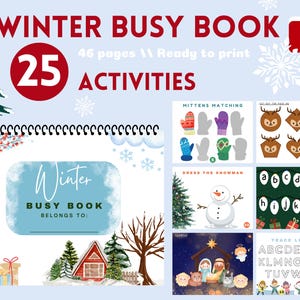 Christmas Busy Book Printable for Preschoolers | Learning Binder for Homeschool | Christmas Winter Quiet Book Activities | Christmas gift