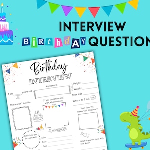 Perguntas da entrevista de aniversário para crianças, para crianças, lembrança de perguntas anuais para crianças, atividade de memória anual, é meu questionário de aniversário