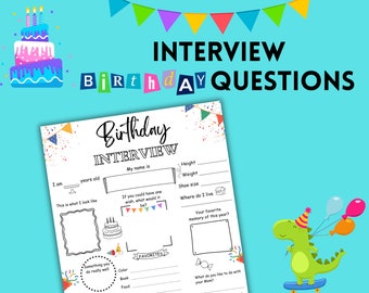 Birthday Interview Questions for Toddlers, For Kids, Kids Annual Questions Keepsake, Yearly Memory Activity, It's my Birthday Questionnaire