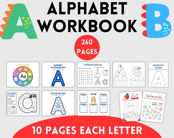 Alphabet Workbook | Letter Tracing, Preschool Activities (Digital Download)
