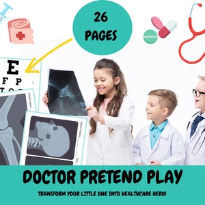 Clinique médicale, jeu dramatique pour enfants, jeu de simulation, école à la maison, salle de classe, jeu de rôle, TÉLÉCHARGEMENT NUMÉRIQUE, jeu de simulation à imprimer pour les enfants