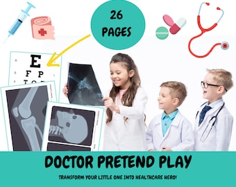 Doctor Pretend Play Printable Kit, Role Play Costume (Digital Download)