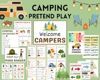 Camping Pretend Play Printable for kids, Summer activities, Camp games, toddler activities, preschool activities, Dramatic play